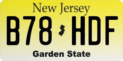 NJ license plate B78HDF