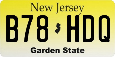 NJ license plate B78HDQ