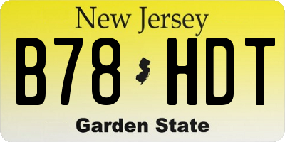 NJ license plate B78HDT