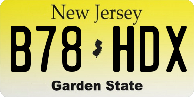 NJ license plate B78HDX