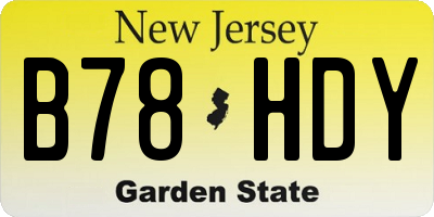 NJ license plate B78HDY