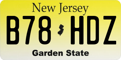 NJ license plate B78HDZ