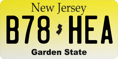 NJ license plate B78HEA