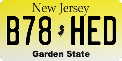 NJ license plate B78HED
