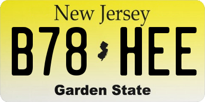 NJ license plate B78HEE