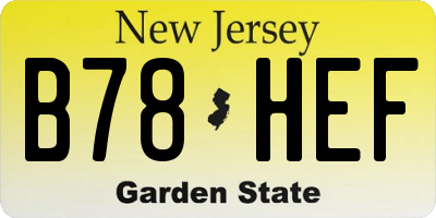 NJ license plate B78HEF