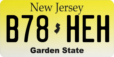 NJ license plate B78HEH