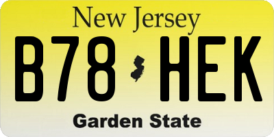 NJ license plate B78HEK