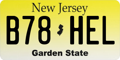 NJ license plate B78HEL