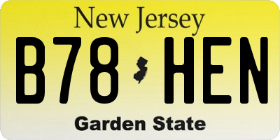 NJ license plate B78HEN
