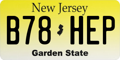 NJ license plate B78HEP