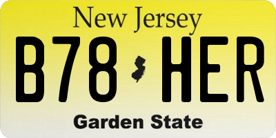 NJ license plate B78HER