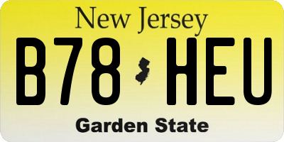 NJ license plate B78HEU