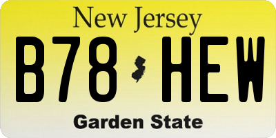 NJ license plate B78HEW