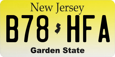 NJ license plate B78HFA