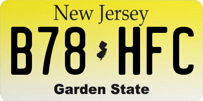 NJ license plate B78HFC