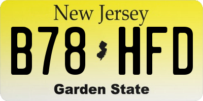 NJ license plate B78HFD
