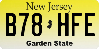 NJ license plate B78HFE