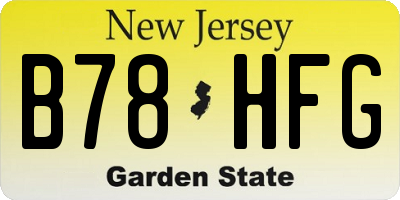 NJ license plate B78HFG