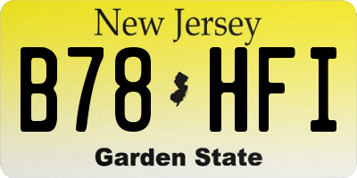NJ license plate B78HFI