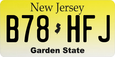 NJ license plate B78HFJ