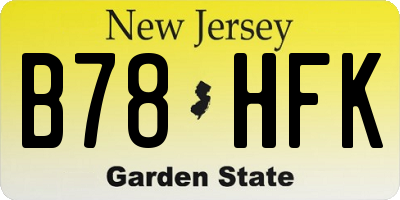 NJ license plate B78HFK