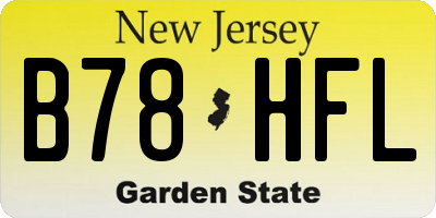 NJ license plate B78HFL
