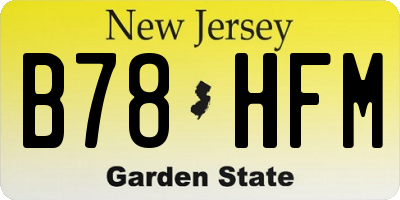 NJ license plate B78HFM