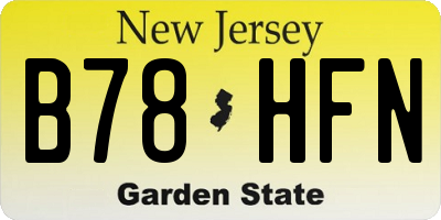 NJ license plate B78HFN