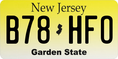 NJ license plate B78HFO