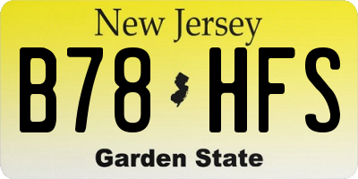 NJ license plate B78HFS