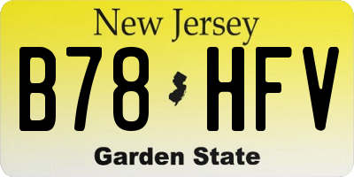 NJ license plate B78HFV