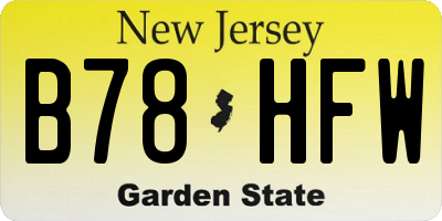 NJ license plate B78HFW