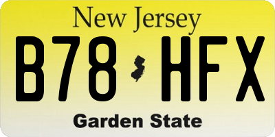 NJ license plate B78HFX