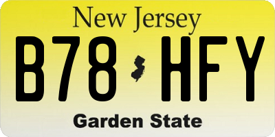 NJ license plate B78HFY