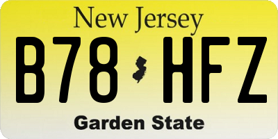 NJ license plate B78HFZ