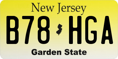 NJ license plate B78HGA