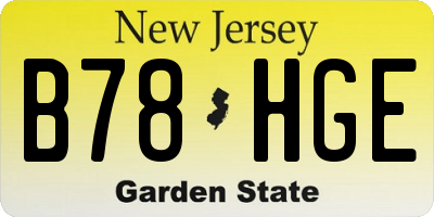 NJ license plate B78HGE