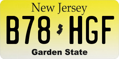 NJ license plate B78HGF