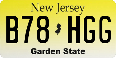 NJ license plate B78HGG