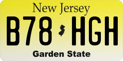 NJ license plate B78HGH