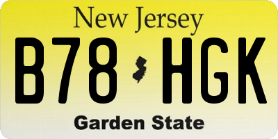 NJ license plate B78HGK