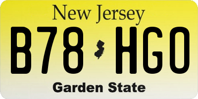 NJ license plate B78HGO