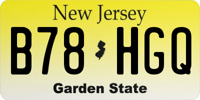 NJ license plate B78HGQ