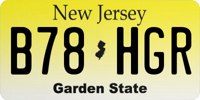 NJ license plate B78HGR