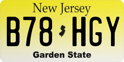 NJ license plate B78HGY