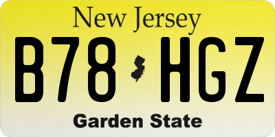 NJ license plate B78HGZ