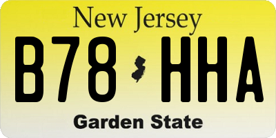NJ license plate B78HHA