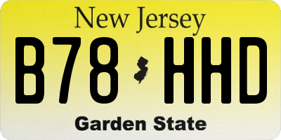 NJ license plate B78HHD