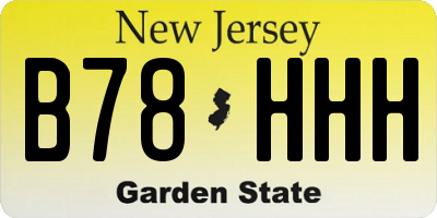 NJ license plate B78HHH